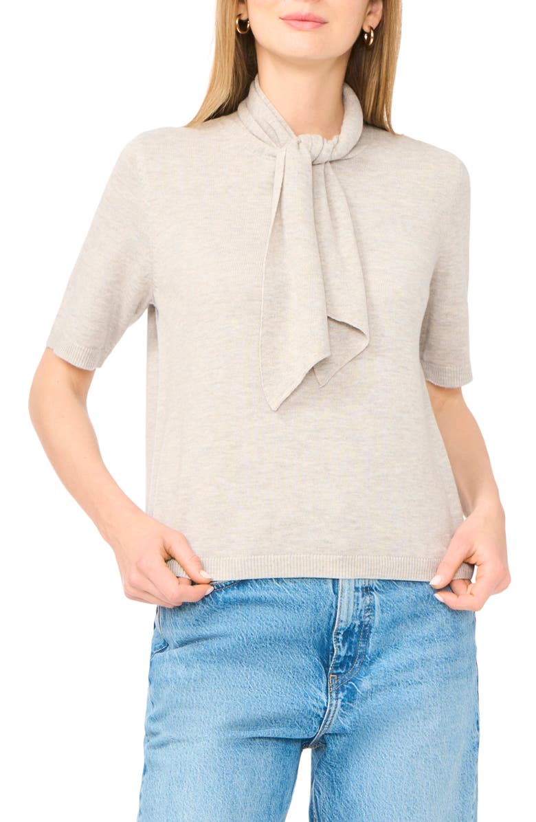 Halogen<sup>®</sup> Tie Neck Top, Alternate, color, Warm Grey