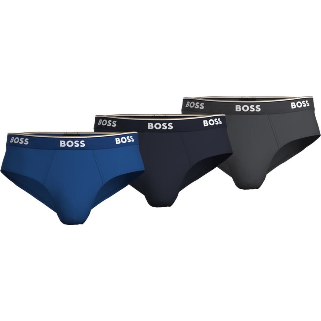 Hugo Boss Boss 3-pack Assorted Power Stretch Cotton Briefs In Multi