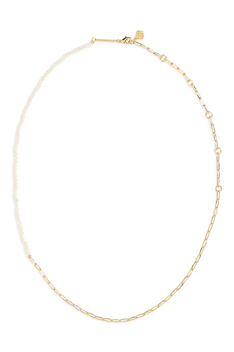 Markie Half Chain & Freshwater Pearl Necklace, Main, color, GOLD FRESHWATER CULTURED PEARL