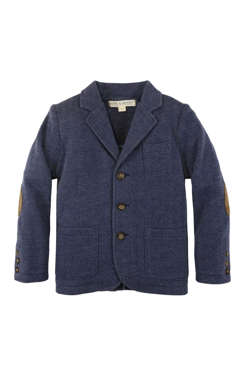 Hope & Henry Baby Boys' Fleece Blazer, Infant, Main, color, Navy Herringbone