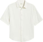 Open Edit Dune Oversize Short Sleeve Jacquard Button-Up Shirt