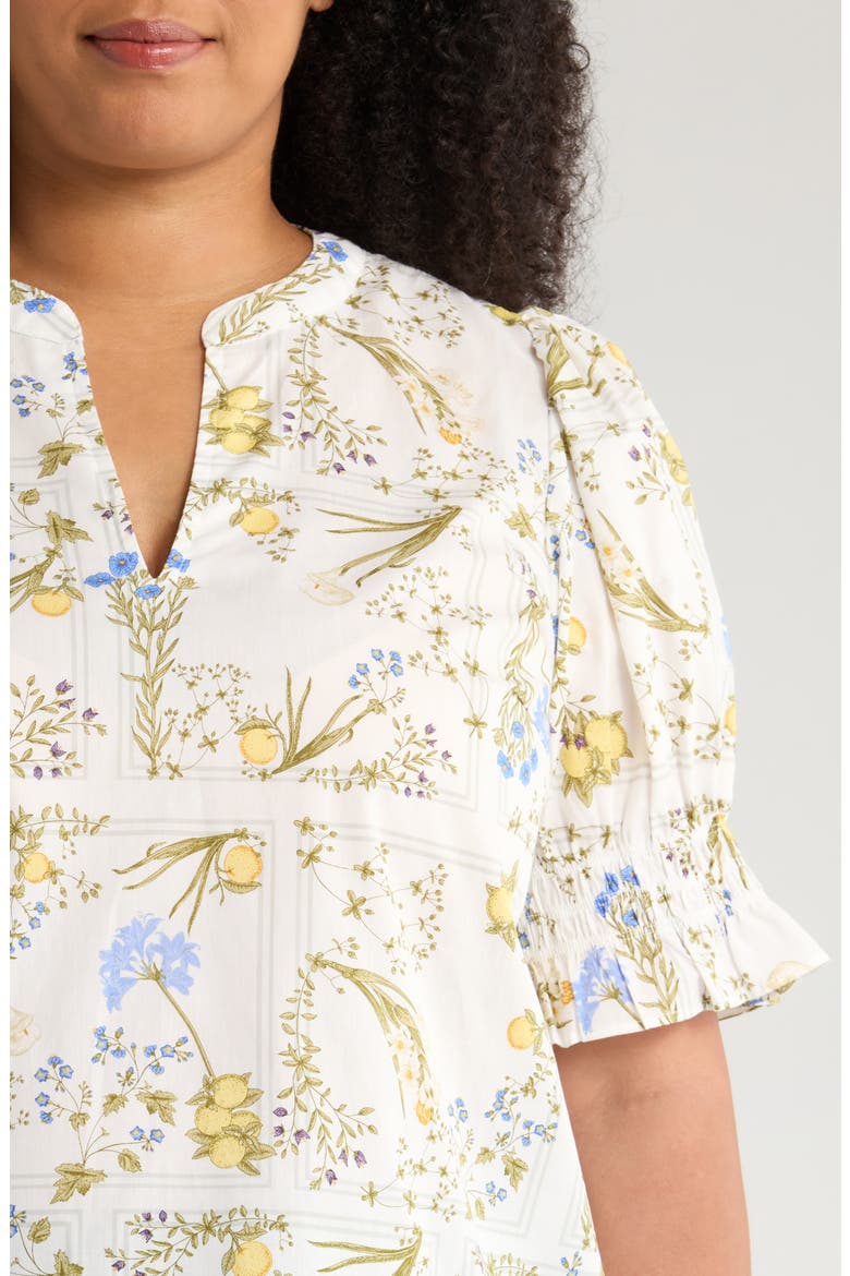 Cecily Merryn Floral Split Neck Cotton Top, Alternate, color, WHITE/ MULTI