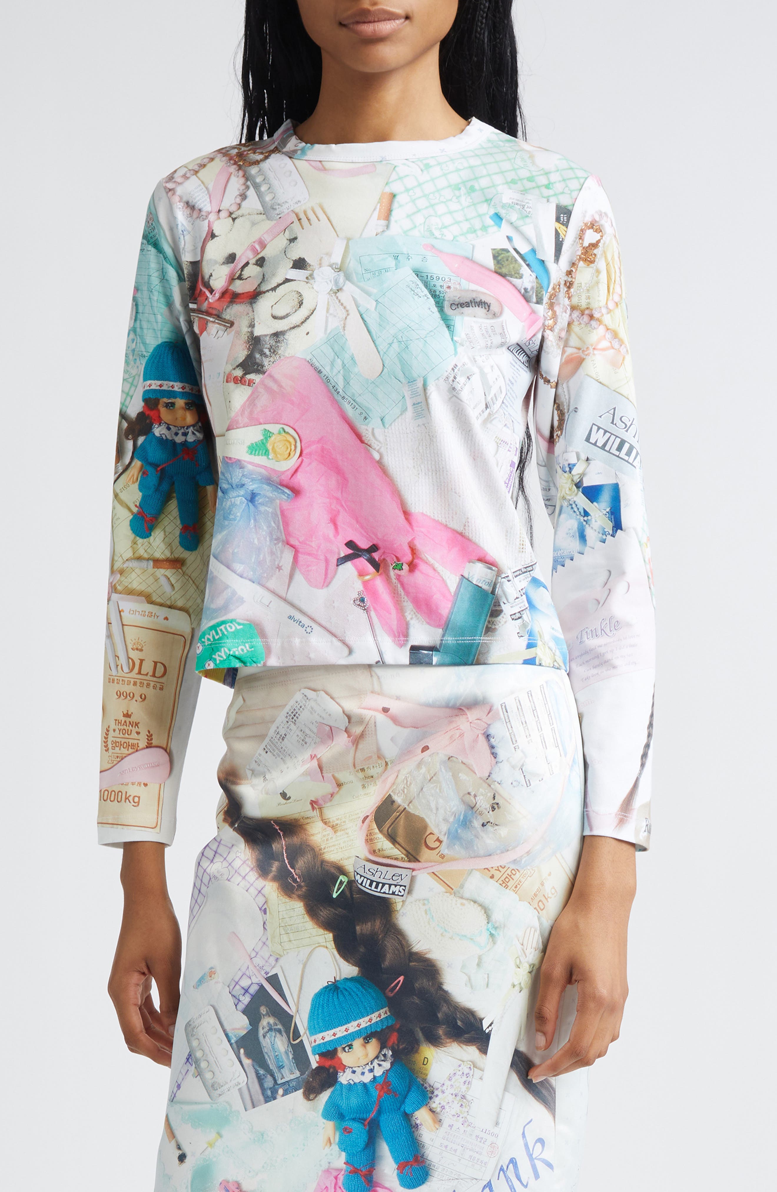 トップス Ashley Williams Ashley Williams Treasures Print Long Sleeve T-Shirt (Women