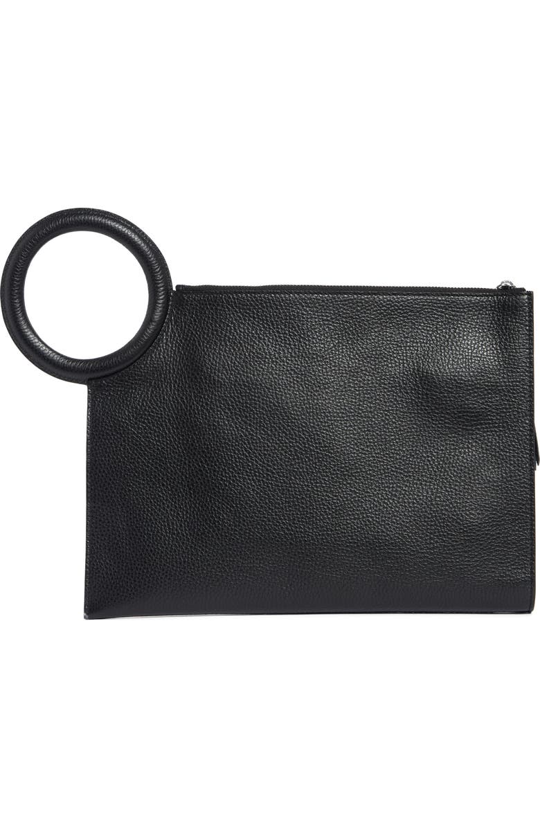 Longchamp Leather Clutch, Main, color, Black