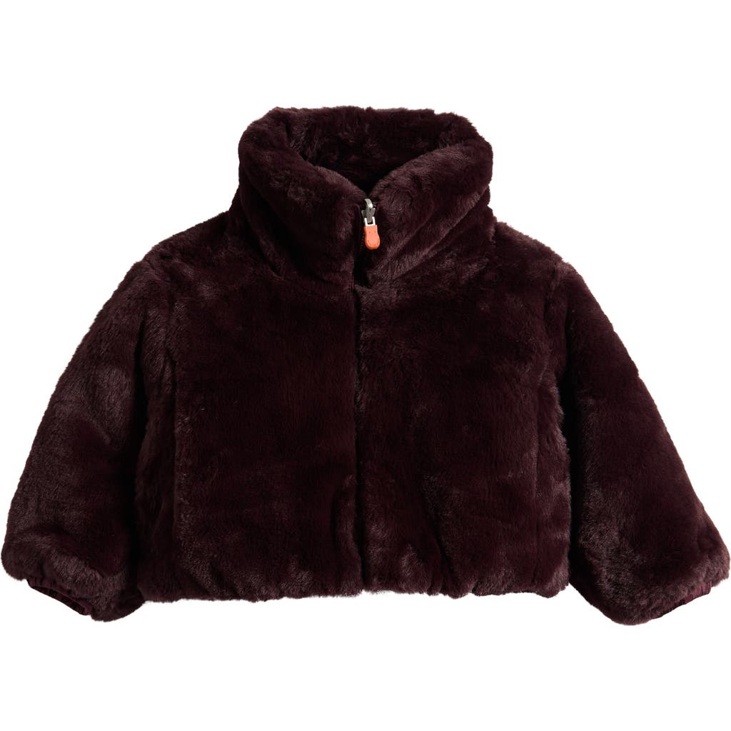 Save The Duck Ceri Reversible Faux Fur Puffer Jacket In Burgundy