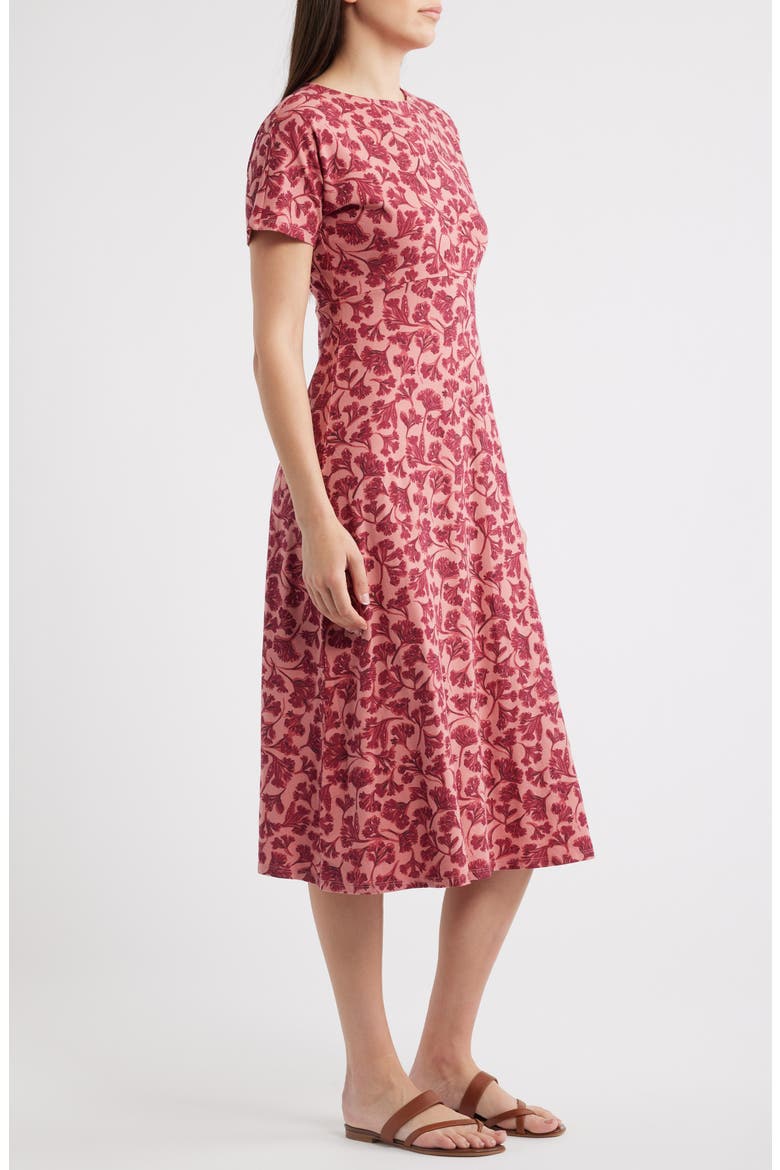 Mirva Floral Stretch Organic Cotton Jersey Midi Dress, Alternate, color, INKY COWSLIP ROSE