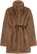 Milly Dayna Chevron Faux Fur Coat