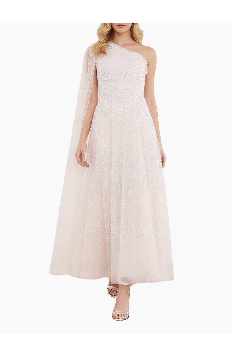 Needle & Thread Scatter Dot One-Shoulder Ankle Gown, Main, color, Cream