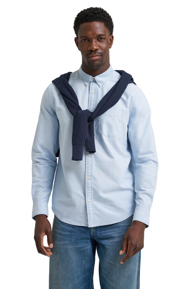 Long Sleeve Cotton Button Down Shirt, Alternate, color, HALOGEN CROSSED CLOUD