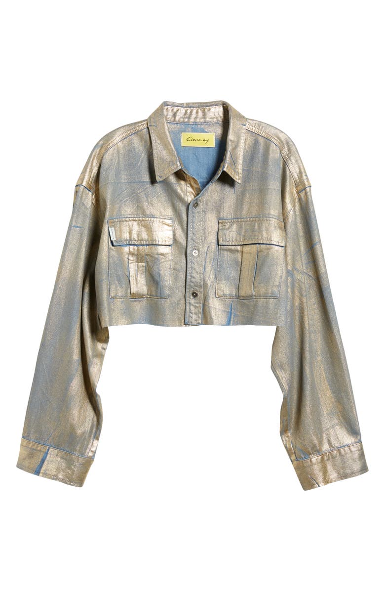 Circus NY by Sam Edelman Aliya Metallic Crop Denim Jacket, Alternate, color, 