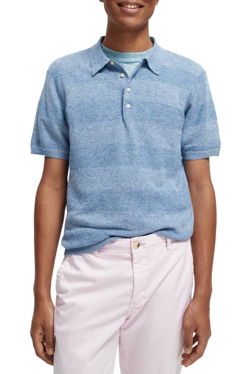 Stripe Linen Blend Polo Shirt