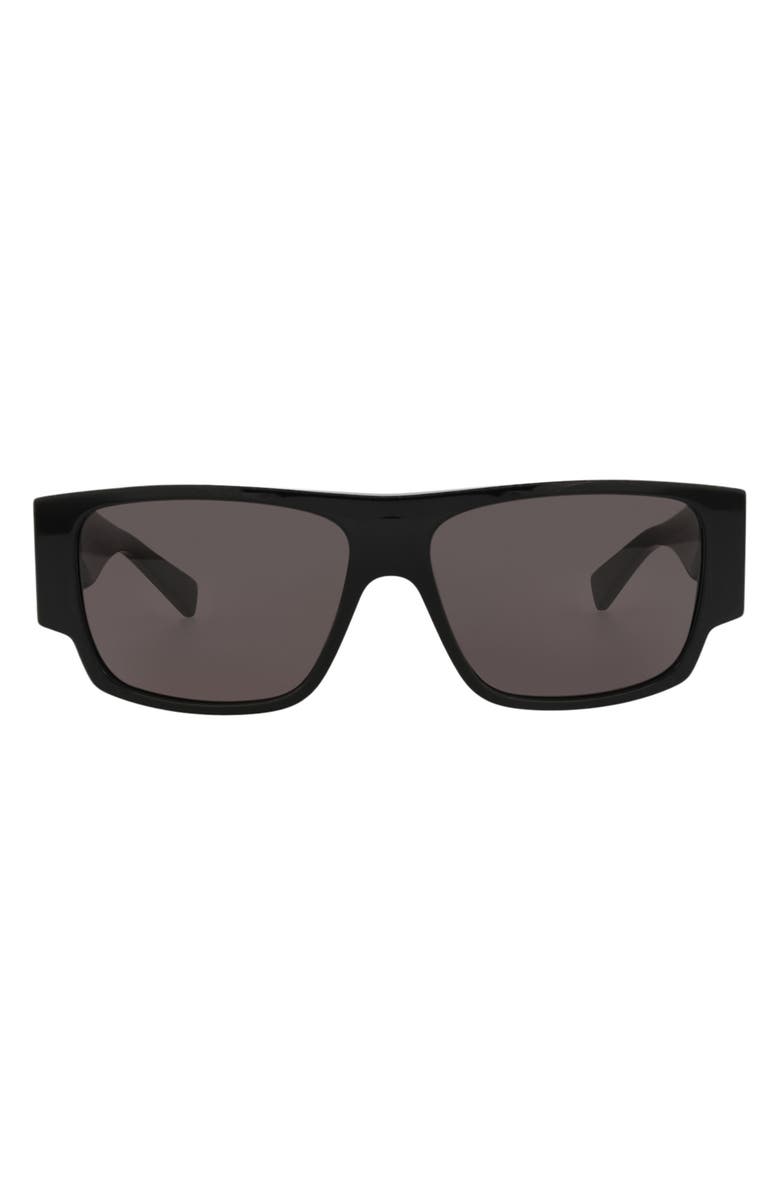 Bottega Veneta 57mm Square Sunglasses, Main, color, Black Black Grey