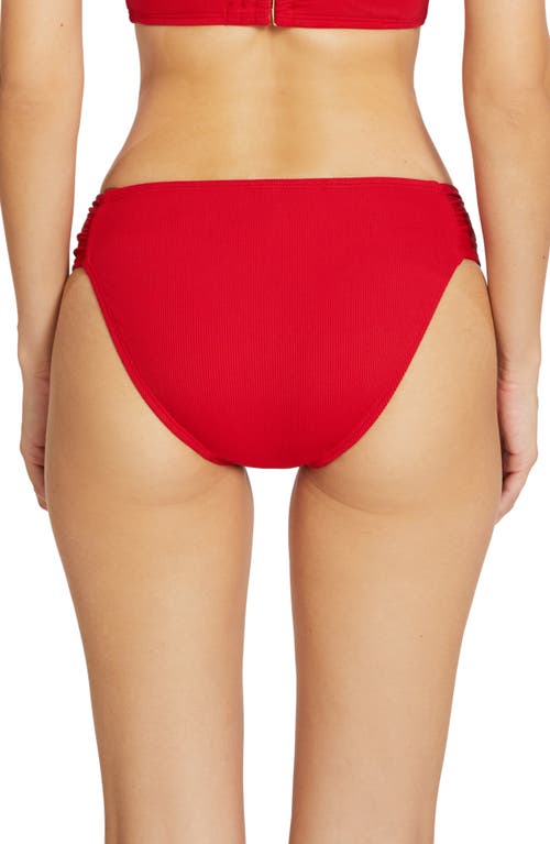 Robin Piccone Amy Side Tab Bikini Bottoms In Rhubarb