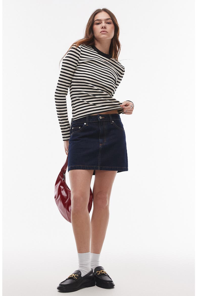 Pelmet Denim Miniskirt, Main, color, MEDIUM BLUE