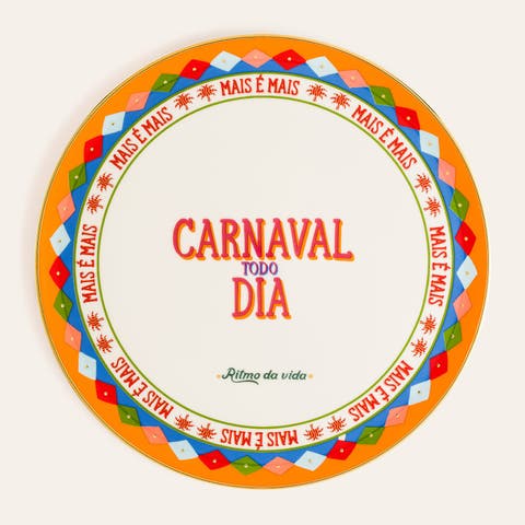 Lublin Carnaval Rimmed Porcelain Pizza Artisan Ceramic