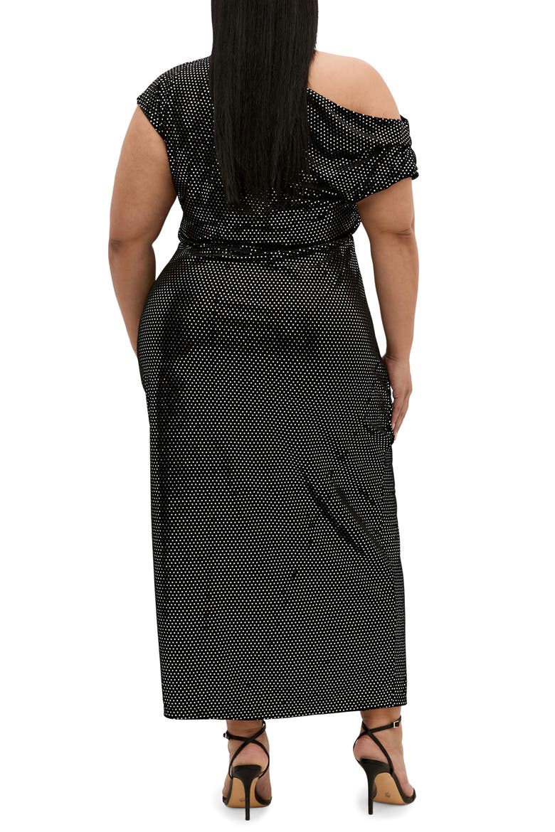 Shimmy Ruched One-Shoulder Midi Cocktail Dress, Alternate, color, BLACK