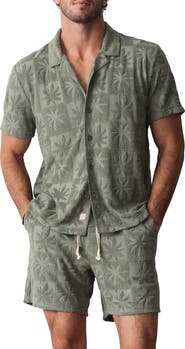 Marine Layer Rico Terry Short Sleeve Button-Up Resort Shirt