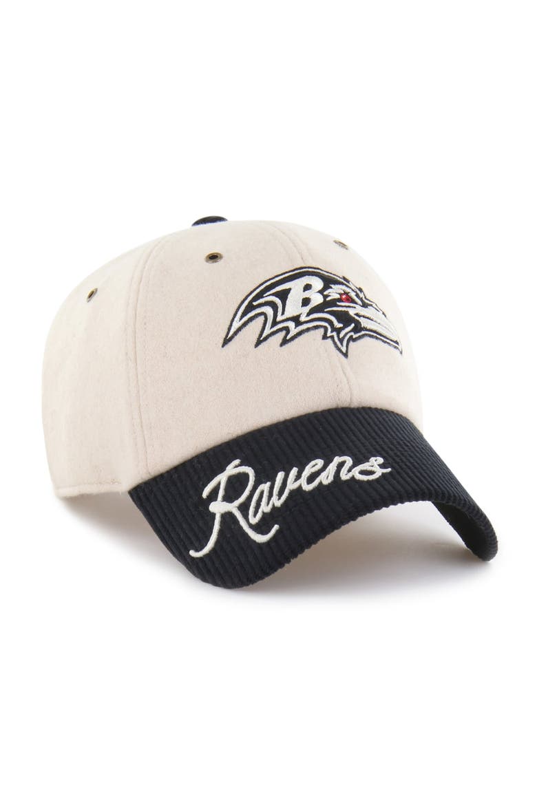Women's '47 Natural/Black Baltimore Ravens Rope Script Clean Up Adjustable Hat, Main, color, Natural