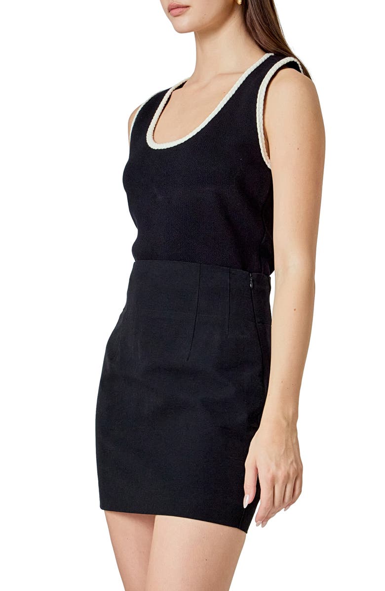 Endless Rose Braid Trim Knit Tank, Alternate, color, Black/ White