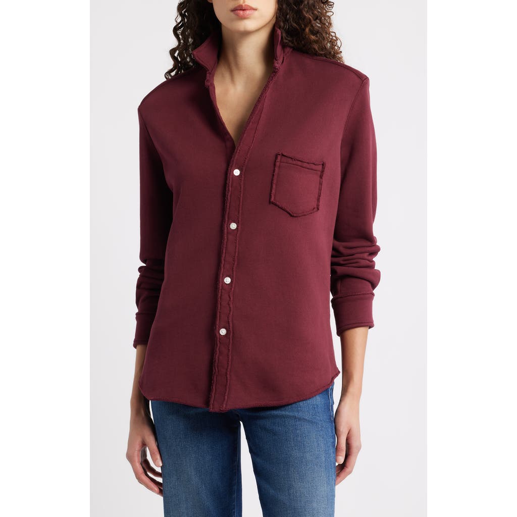 Frank & Eileen Eileen Relaxed Terry Button-up Shirt In Burgundy