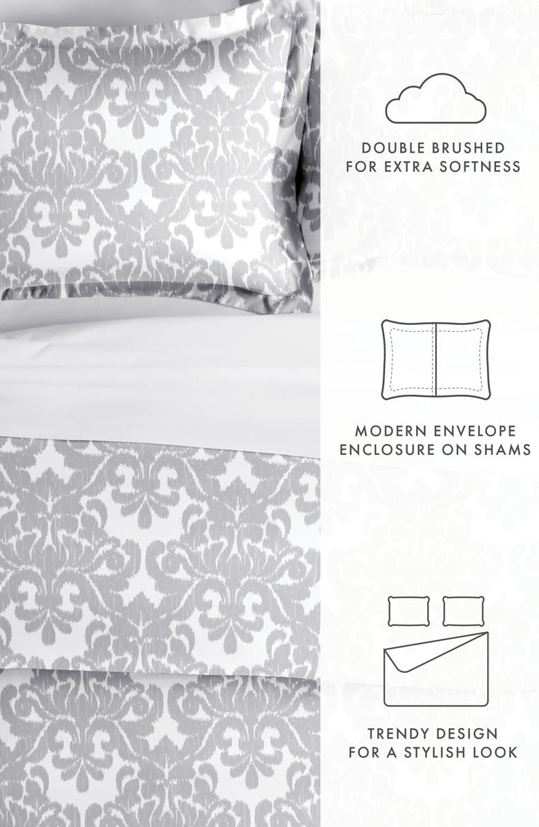 HOMESPUN Premium Ultra Soft Soft Damask Pattern 3-Piece Duvet Cover Set, Alternate, color, Light Gray