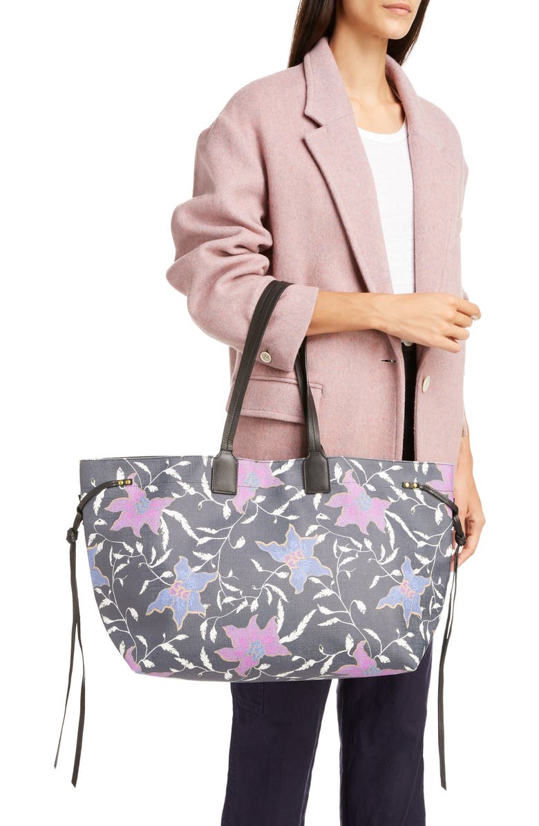 Isabel Marant Wydra Floral Print Coated Canvas Tote, Alternate, color,