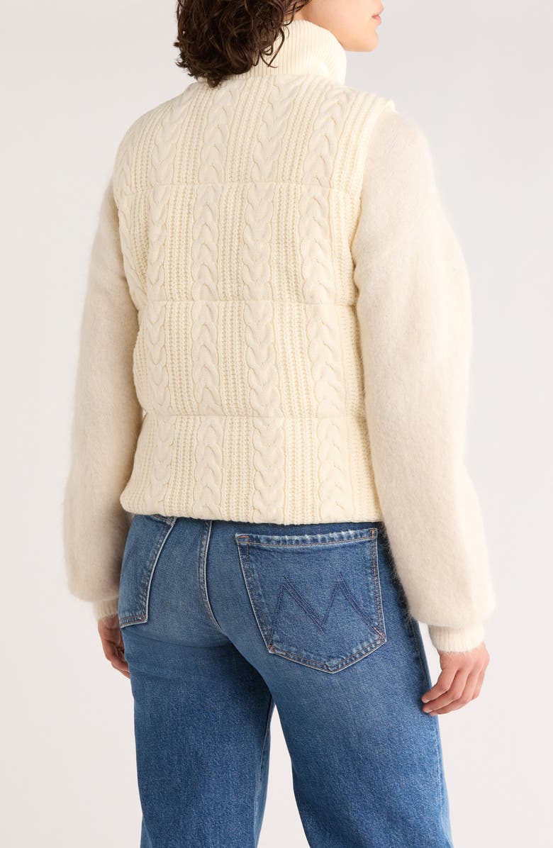 Marine Layer Alba Cable Knit Puffer Vest, Alternate, color, Antique White