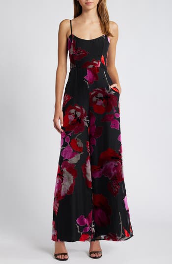 Flounced floral burnout velvet jumpsuit Hutch hotsell from ANTHROPOLOGIE!!!