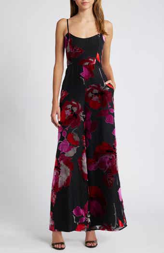 Sonnie Floral Velvet Burnout Strapless Jumpsuit