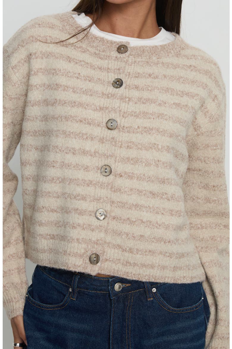 Raynna Stripe Cardigan, Alternate, color, BEIGE STRIPE