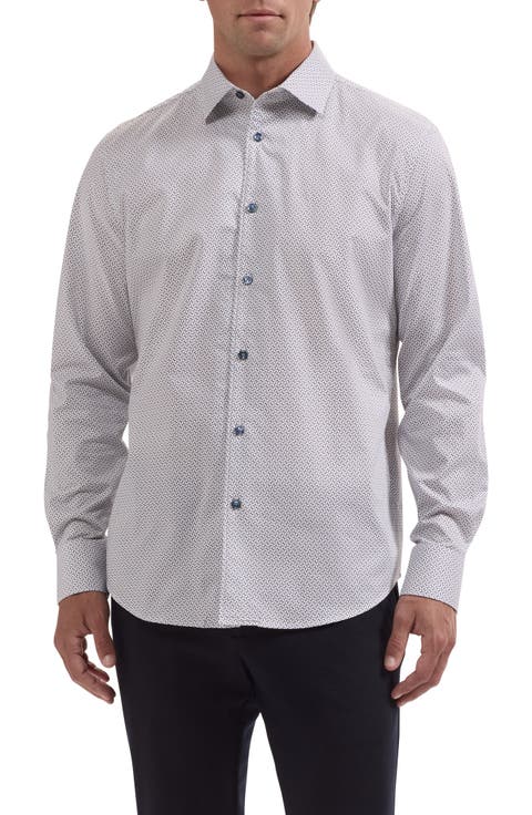 Alvin Shaped Fit Long Sleeve Cotton Button-Up Shirt