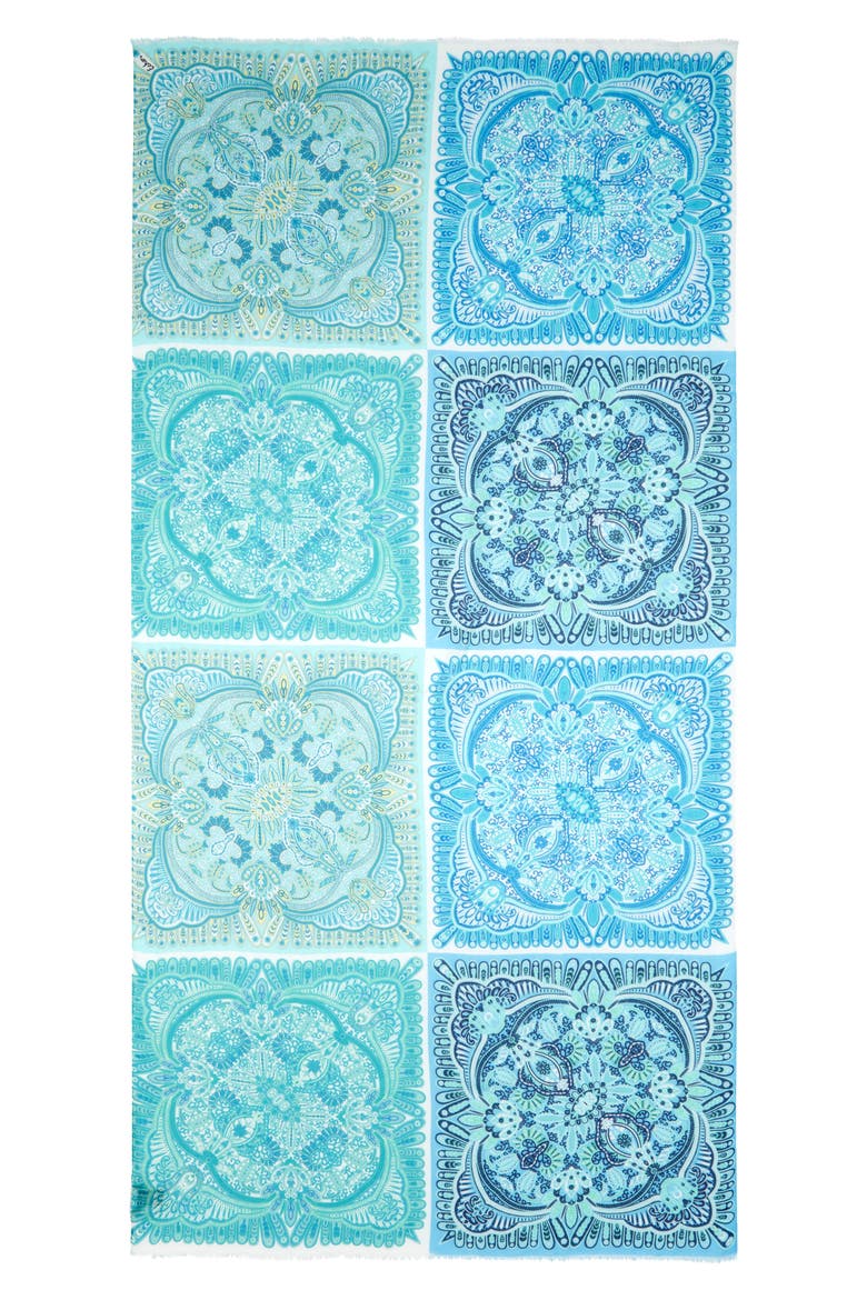 Patchwork Tile Scarf, Alternate, color, AQUA