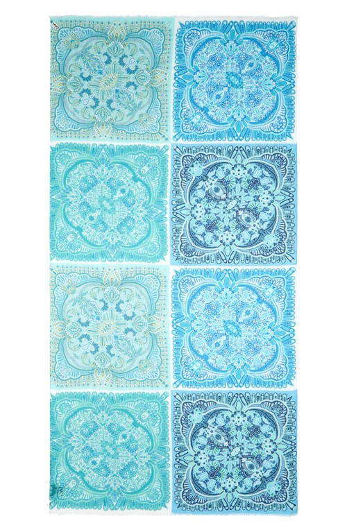 Echo Patchwork Tile Scarf In Aqua