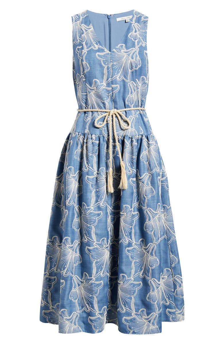 Julia Jordan Floral Embroidery Sleeveless Midi Dress, Alternate, color, Blue Multi
