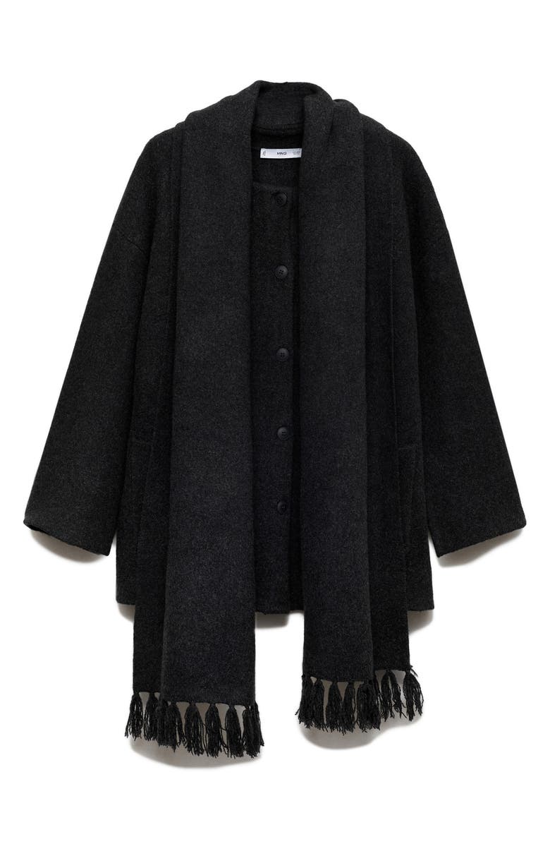 MANGO Felt Coat with Removable Scarf Detail, Alternate, color,