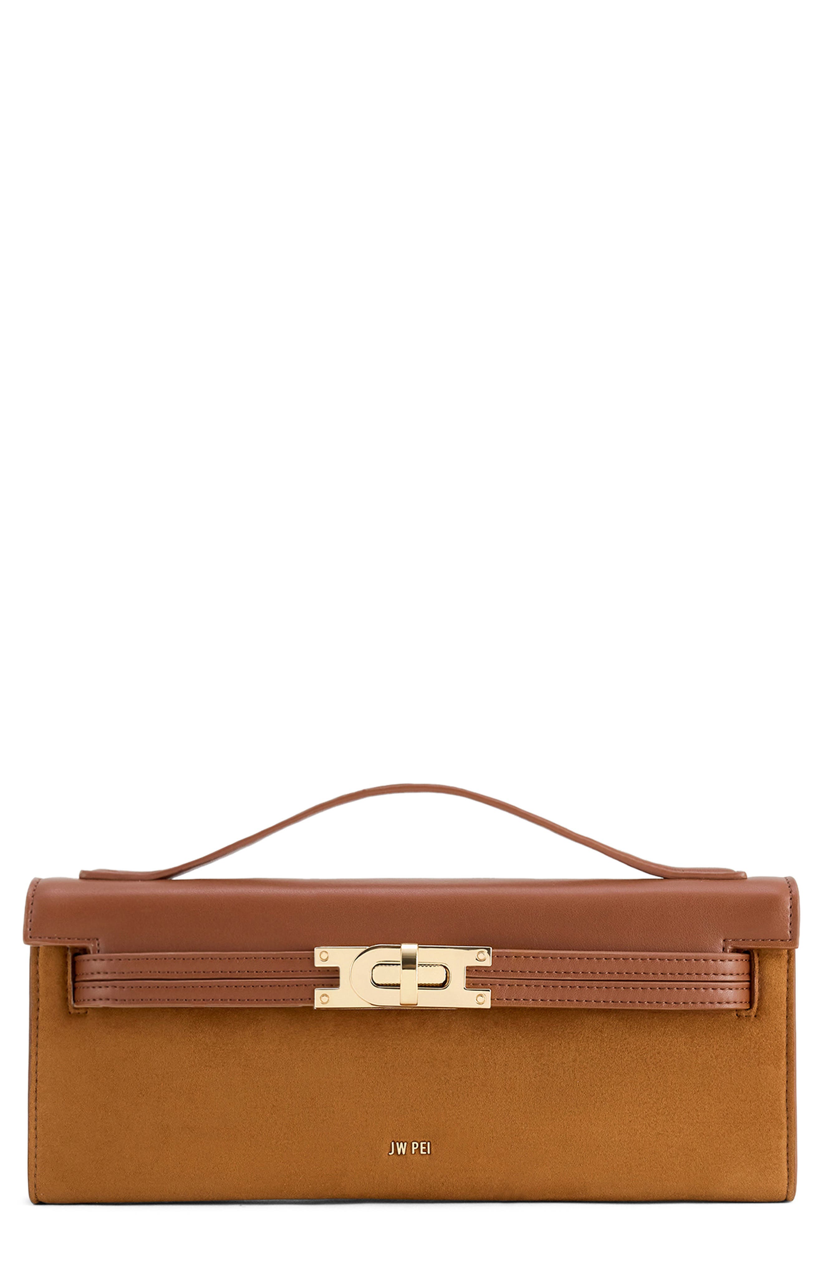 JW PEI Bria Faux Suede Top Handle Bag, Main, color, Brown