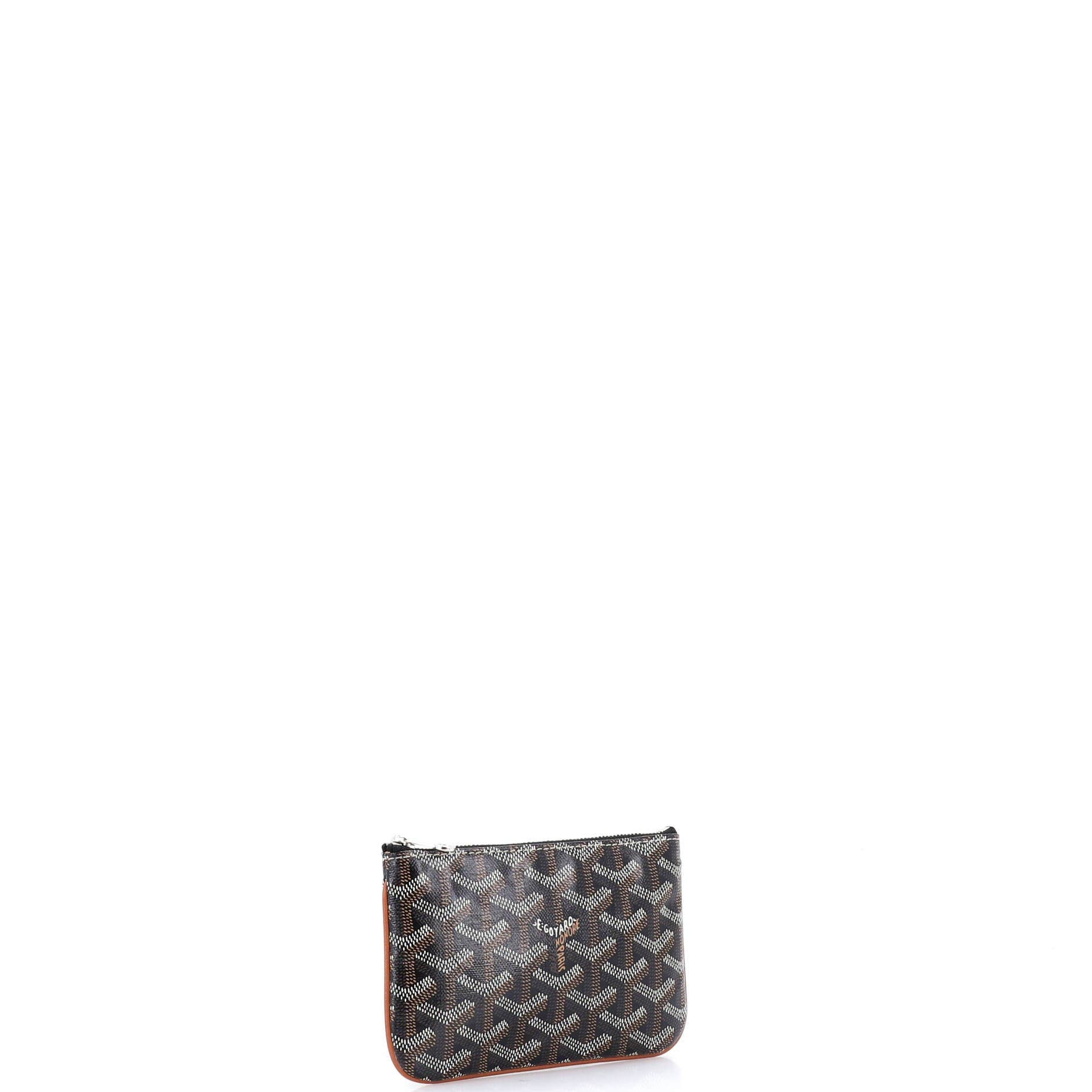 Pre-Owned Goyard Senat Zip Pouch Coated Canvas Mini, Alternate, color, Brown