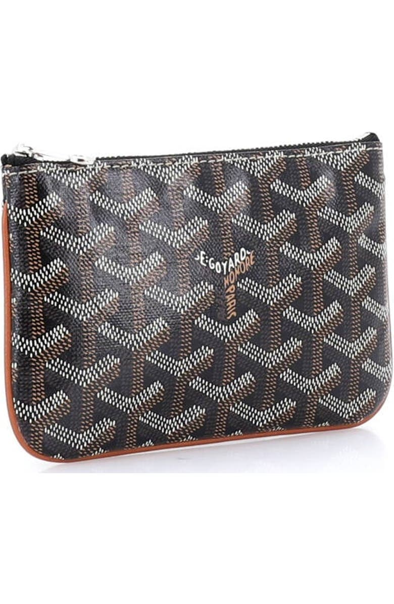 Pre-Owned Goyard Senat Zip Pouch Coated Canvas Mini, Alternate, color, Brown