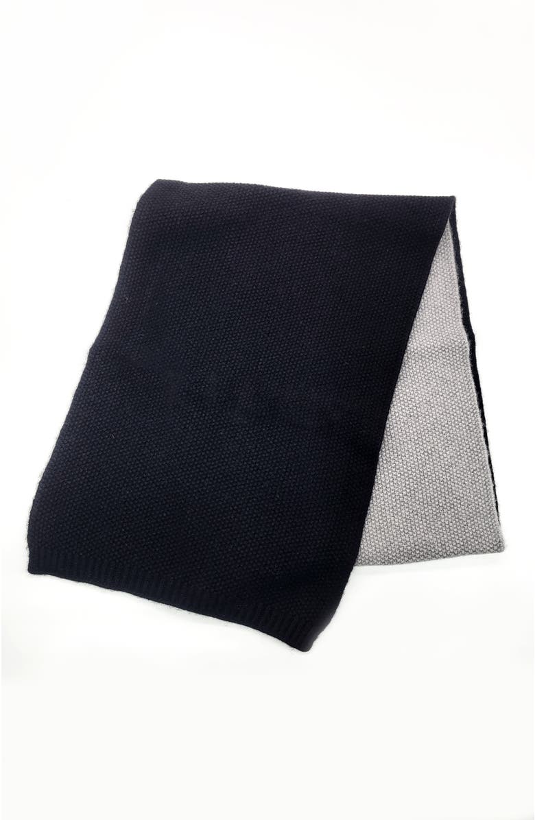 Portolano Cashmere color block scarf, Alternate, color, Black/Light Grey