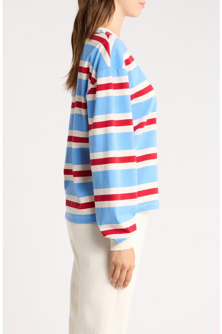 Long Sleeve Jersey Stripe Tee, Alternate, color, BLUEREDWHITE