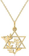 ALLUREZ Jewish Star Of David Am Yisrael Chai Pendant Necklace 14K