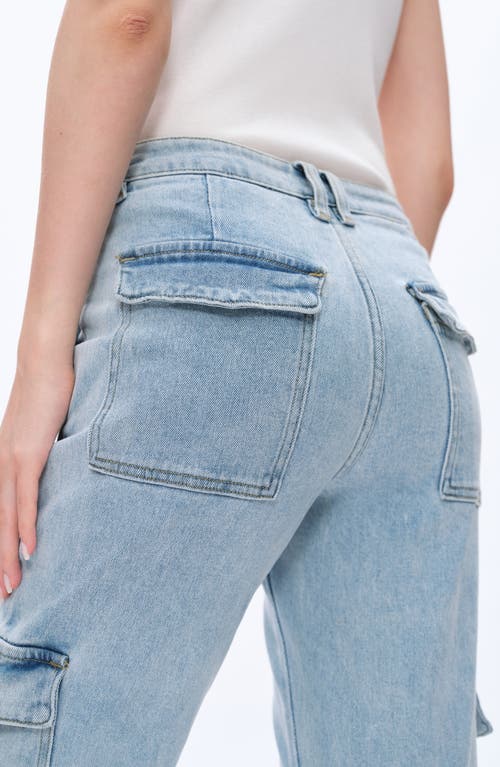 Bayeas High Waist Ankle Straight Leg Cargo Jeans In Blue