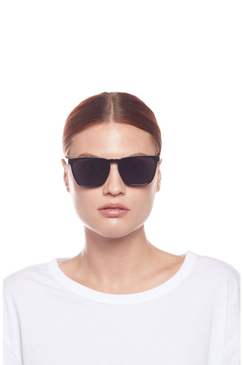 Bad Medicine 55mm Alternate Fit Rectangular Sunglasses, Alternate, color, BLACK/ SMOKE