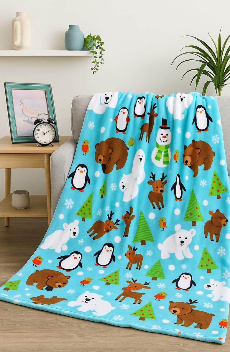 Luxury Home Holiday Pals Plush Throw Blanket, Alternate, color, Multi
