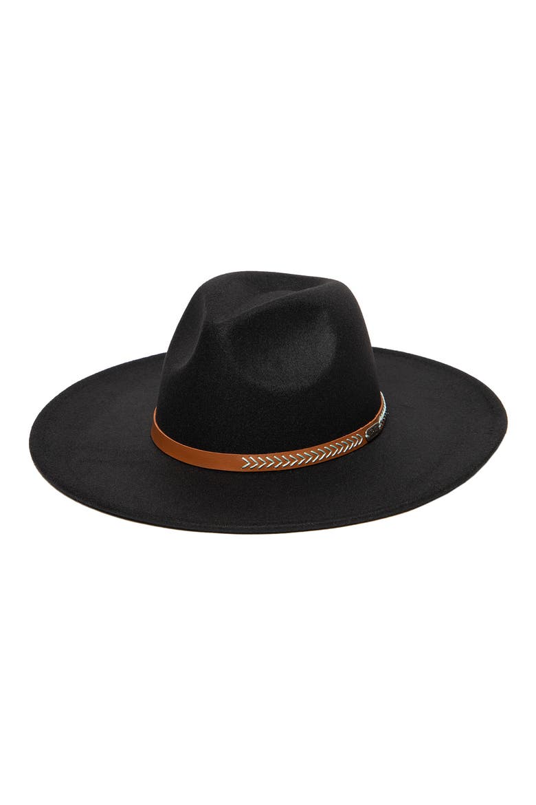 Frye Topstitch Band Hat, Main, color, BLACK