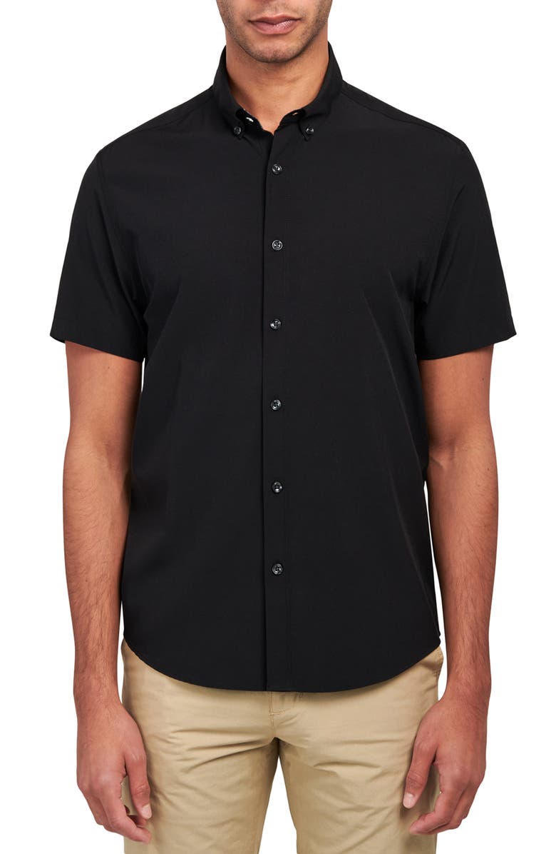 Brooklyn Brigade Slim Fit Solid 4-Way Stretch Performance Shirt, Main, color, Black