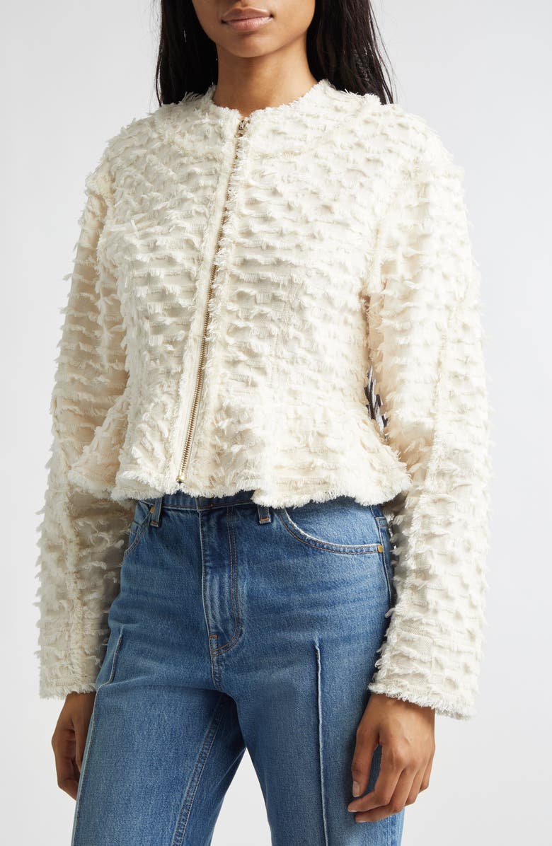 Ulla Johnson Rosalind Cotton Peplum Jacket, Alternate, color, Ivory