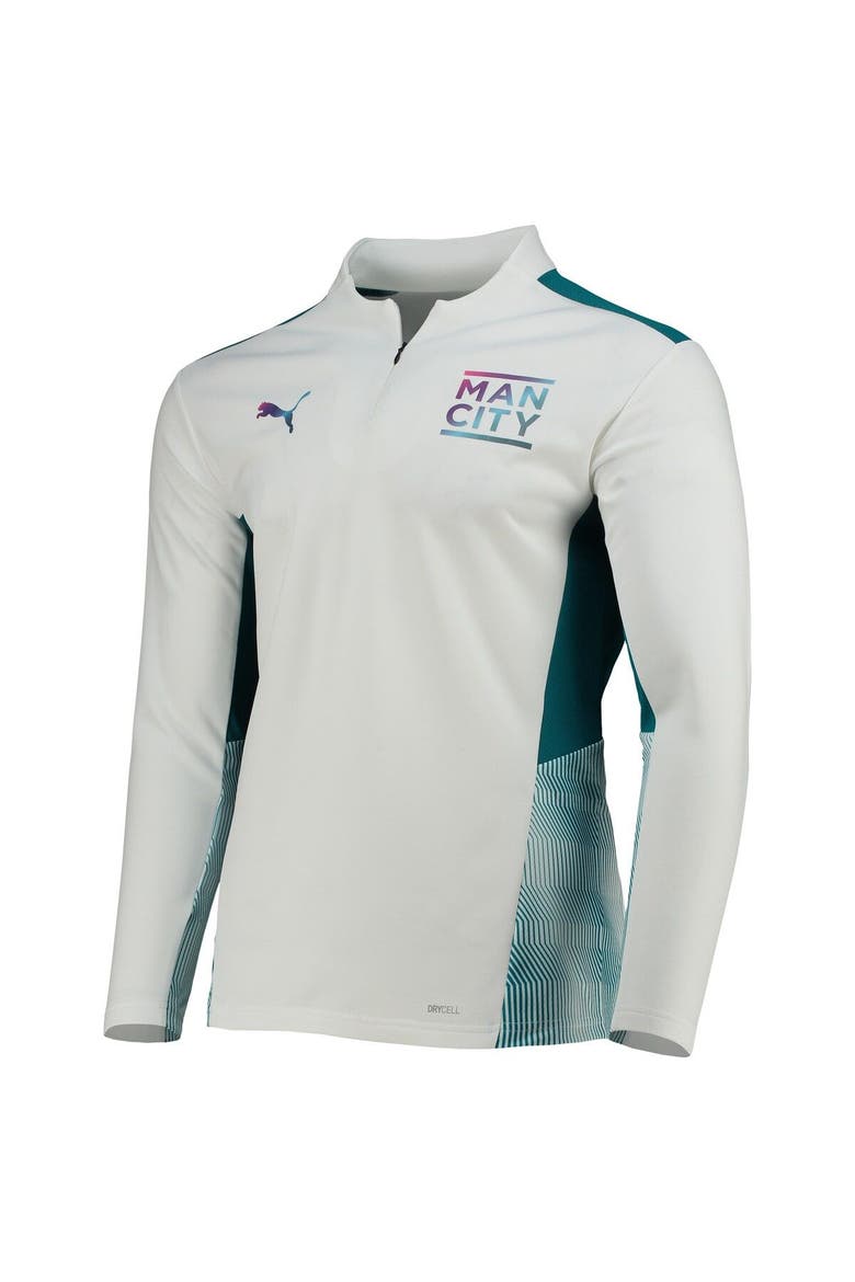 Men's Puma White Manchester City Training DryCELL Quarter-Zip Top, Alternate, color, White