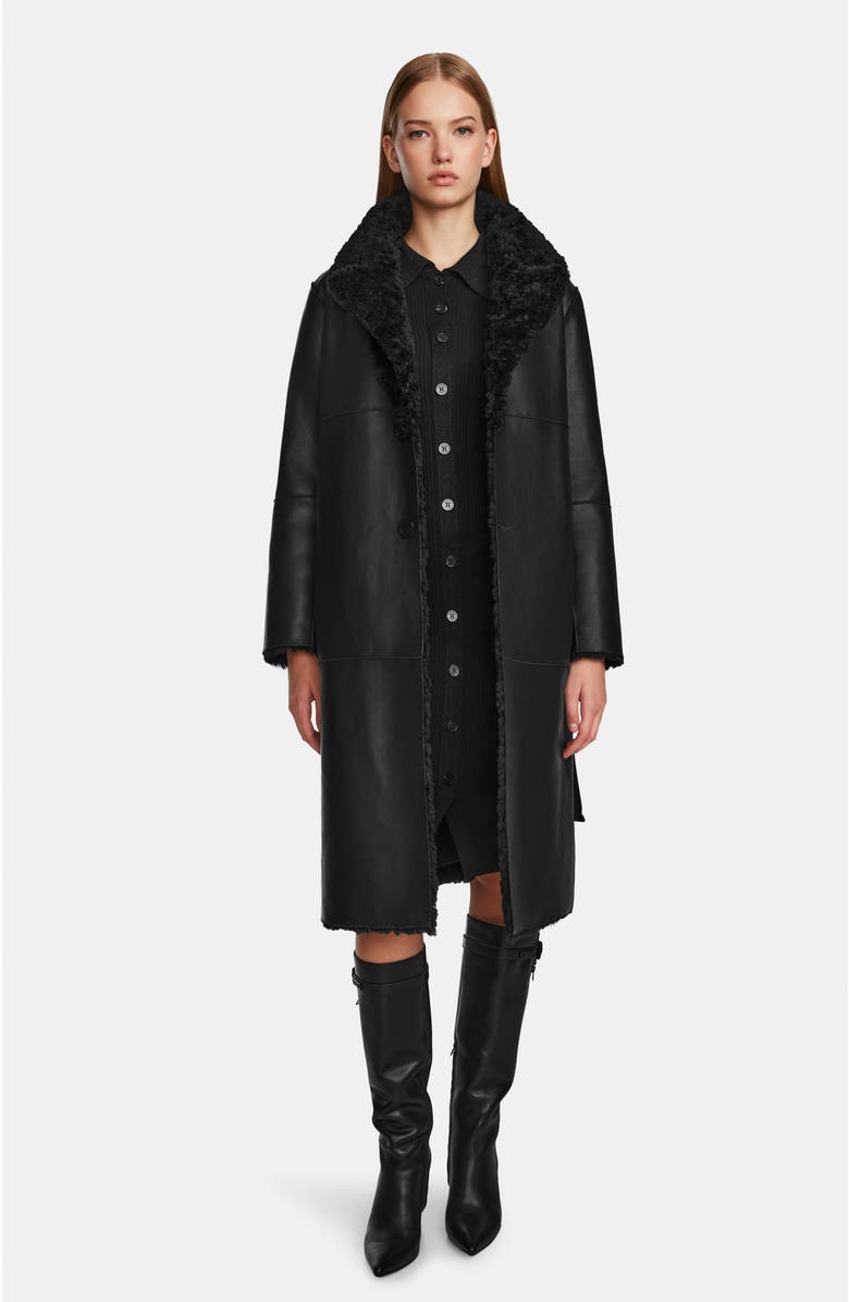 Rudsak Annabelle Reversible Teddy & Faux Leather Coat, Alternate, color, Black