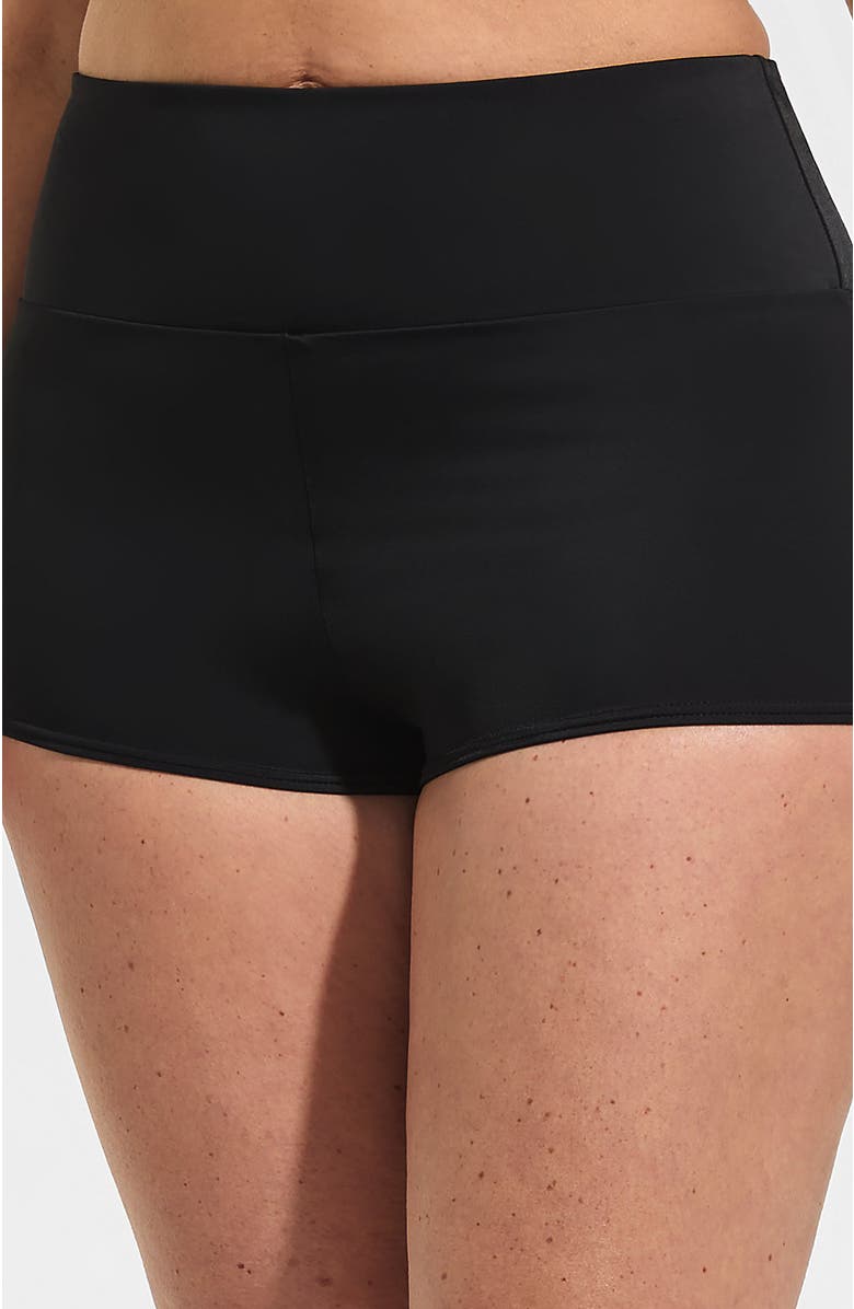 Lands' End Tugless High Waisted Swim Boy Shorts, Main, color, Black